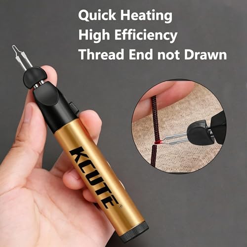 Chispee Thread Burner with one Touch,Thread Zapper for Burning and Trimming Lines, Fast Melting Wax, Leather Heat Transfer, and Stringing Projects (1Pc Burner Pen+10Pcs Tips) - color: Gold Gen 2 - 10 Tips