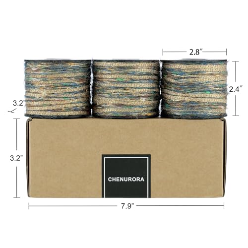 Sparkle Yarn, Glitter Yarn, Sequin Yarn for Crocheting Knitting Crafts,Set of 3 Rolls (Gilded Misty Sea) - color: Gilded Misty Sea