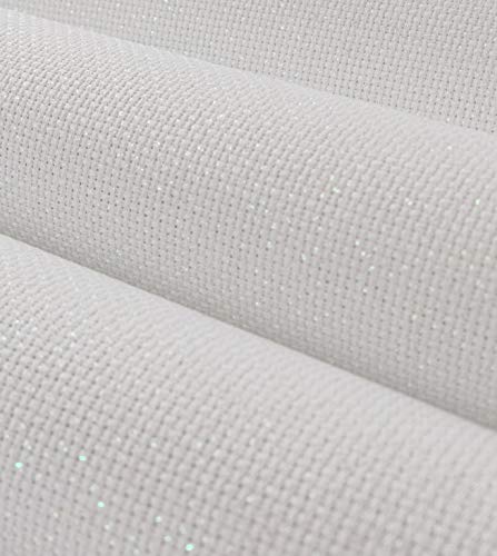 19" x 28" 14CT Counted Cotton Aida Cloth Cross Stitch Fabric (White Opal) - color: White Opal