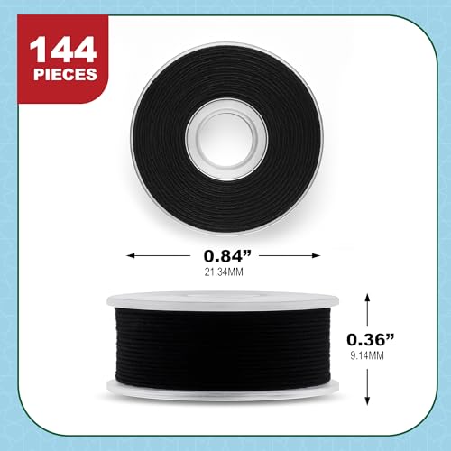 Mandala Crafts Black Size L Prefilled Bobbin Thread, 144 PCs - color: Black, size: Size L 144 X 142 Yards