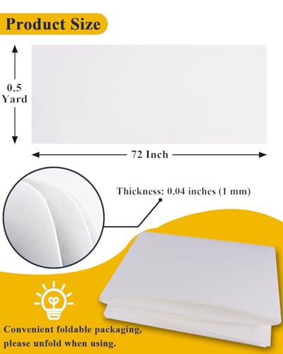 White Felt Fabric 72" x 18", Large Stiff Craft Felt Sheet by The Yard - color: White, size: 72" X 18" (0.5 Yard)
