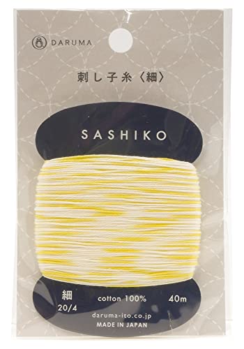 Yokota Daruma Sashiko Thread Single and Variegated Color (Lemon Squash, Thin 40M Card) - color: Lemon squash