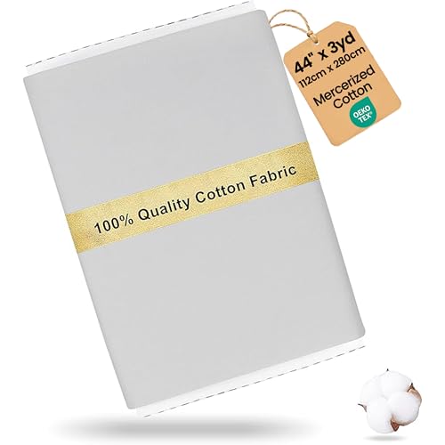 Craftido-19 Options-100% Cotton Fabric by The Yard in Solid Color 44”Wide by 3yd (9 ft) -Medium Weight 5.2 oz-Soft Cotton for Quilting, Sewing, Crafts, Binding, Backing and Lining -Silver - color: Silver