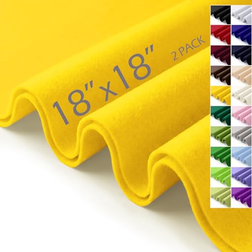Yellow Felt Fabric Sheets 18" x 18" (2 Pack) 1.6mm Soft Felt, Gold Yellow - color: Gold Yellow