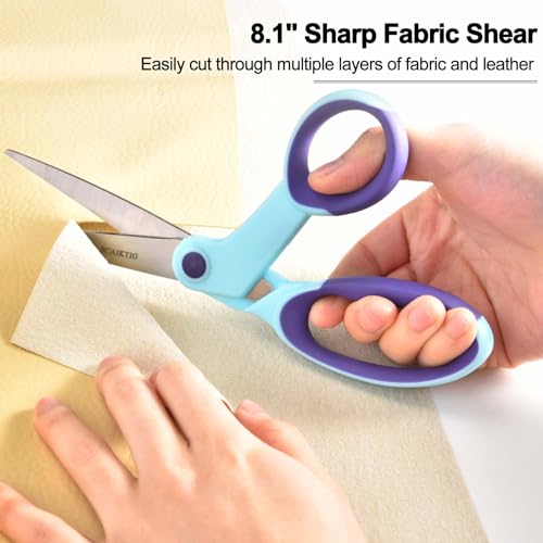 SCAIKTIG Premium Sewing Scissors Bundle, 8" Heavy Duty Fabric, 5" Embroidery, 4" Small Detail Scissors, 5" Thread Snips, Tailoring, Dressmaking, Quilting, Arts&Craft Supplies, Blue - color: Blue(8"/5"/5"/4")