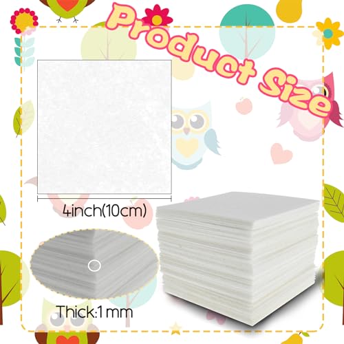 60PCS Felt Sheets Fabric, 4" X 4" Soft Felt Fabric for Crafts Halloween Christmas Fabric Fall Felt Squares for DIY and Sewing Projects (White) - color: White