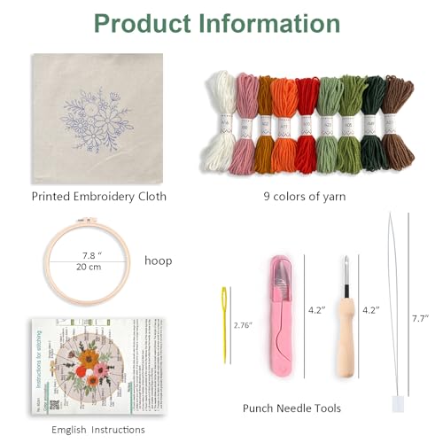 Myfelicity Punch Needle Kit, Punch Needle Kits Adults Beginner, Craft Decoration and Hobbies (Mixed Bouquet) - color: Mixed bouquet