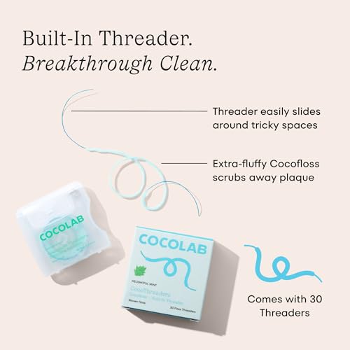 CocoPlush Floss Threaders by COCOLAB, Mint Scent, 30ct, 1-Pack