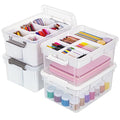 Citylife 17QT 4-Pack Storage bins with Lid 6 Marker inserts Buildable Lid - size: 4 Pack-17 QT-W