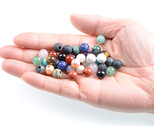 AD Beads Natural Gemstone 8mm Round Loose Beads Big Hole 2.5mm Sized 40pcs (Mixed Colour) - color: Mixed Colour