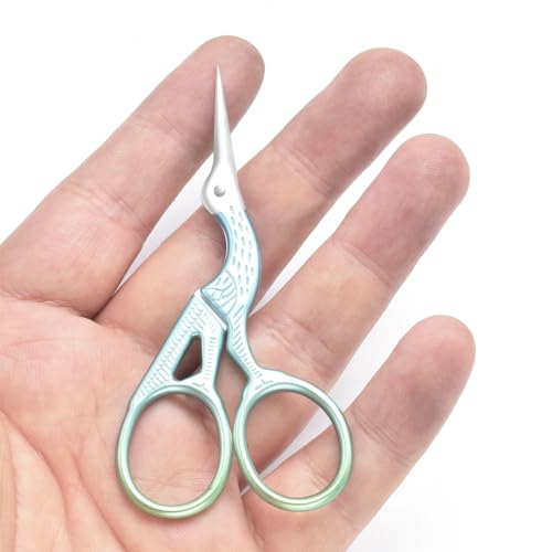 3.6" Sewing Embroidery Scissors with Artificial Leather Cover(Fresh Green) - color: Fresh Green
