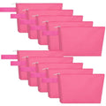 10 Pieces Cotton Canvas Makeup Bag with Bottom and Strap, Multi-Purpose Cosmetic Bag with Zipper Travel Toiletry Pouch, Blank DIY Craft Bag (Hot Pink, S) - color: Hot Pink, size: S