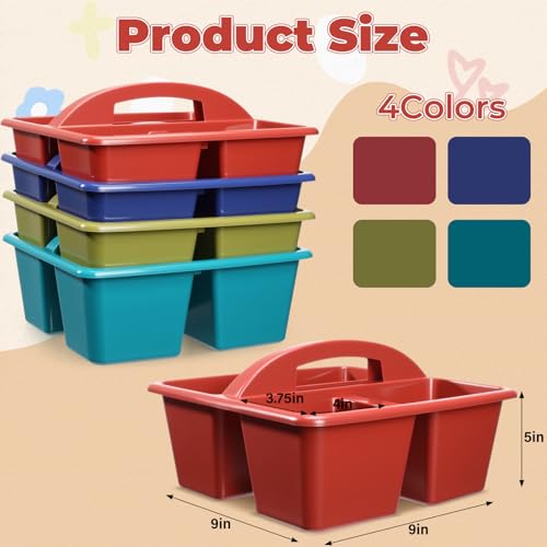 Kathfly 12 Pack Classroom Caddy Organizer with Handle Bulk, Deep Color - color: Deep Color