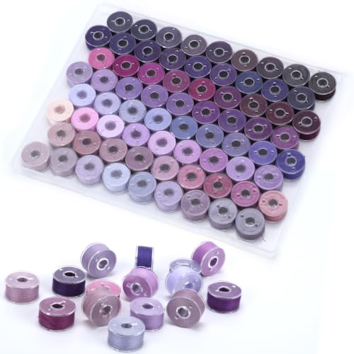 72 Pcs Pre-Wound Bobbins Sewing Thread 72 Colors (Purple) - color: Purple
