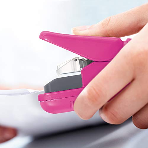 Plus Paper Clinch Compact Staple-Free Stapler, Heavy Duty, Pink - color: Pink
