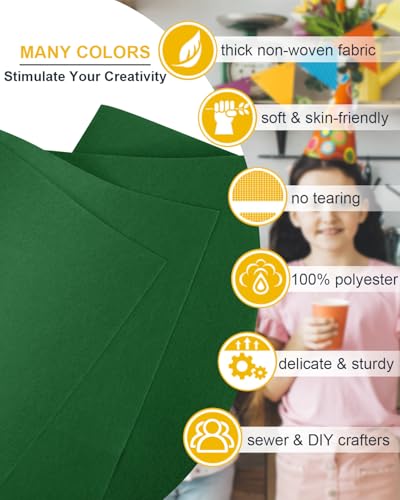 Green Felt Fabric 72" x 36", Large Stiff Craft Felt Sheet, Hunter Green - color: Hunter Green, size: 72" X 36" (1 Yard)