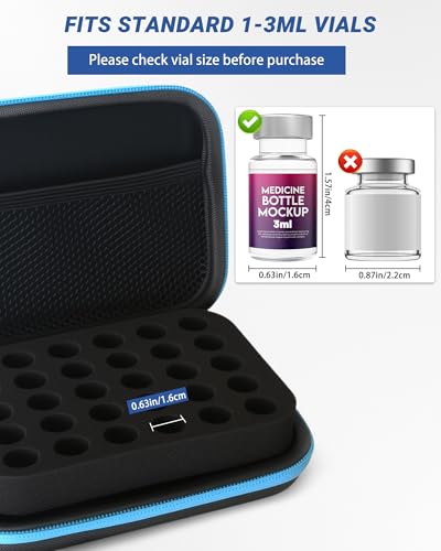 30 Slots 3ml Peptide Case, Vial Holder, Peptide Storage Case for Fridge and Travel, Fits 1ml 2ml 3ml Standard Vials, Diabetic Supplies (Case Only) - size: 30 Slots