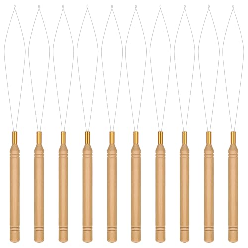 Sibba 10pcs Hair Extension Loop Threader Tools for Link Rings Beads