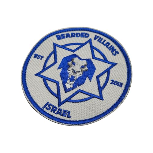 Bearded Villains Israel Lion Embroidered Patches Appliques, Tactical Combat Armband Badges with Hook and Loop Fastener Backing,3.15Inch, 2-Pack - color: color_m