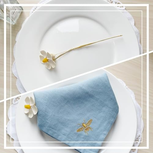 DerF HOME Cloth Napkins 100% Pure Linen, Light Blue, Set of 4, 18x18 - color: Light Blue-napkins(set of 4)