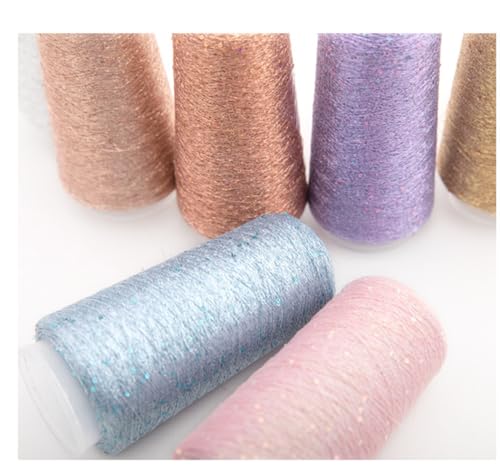 2 Balls Sequin Sparkle Lurex Yarn, Shining Glitter Metallic Knitting-in Accessory Yarn Thread for Knitting and Crochet Sweater Shawl 5000 Yards (1, Slight Blue) - color: Slight Blue