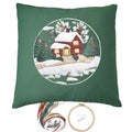FONNUY Christmas Embroidery Kit for Beginners, Throw Pillow Case Cross Stitch Set Winter Snow House Holly Tree Pattern for Adults, Hand Works Crafts Throw Pillow Cover, 18 x 18'' (Green) - color: Green
