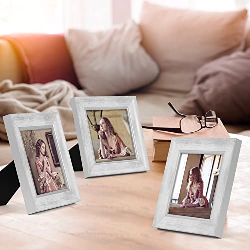 XUANLUO 5x5 Picture Frames Set of 4,Rustic Retro Photo Frame(White) - color: White-4pcs, size: 5 x 5 inch