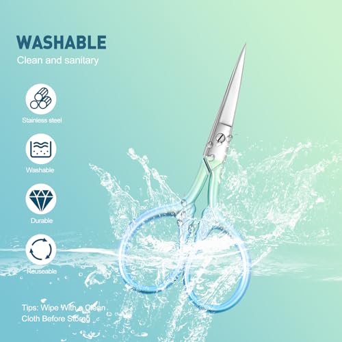 Small facial hair scissors, stainless steel Straight Tip,blue - color: Blue