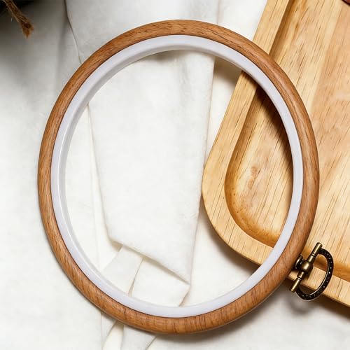 Fjxxxn 4 Pcs Cross Stitch Hoops, 6 Inch Wood Look Embroidery Hoop Frame