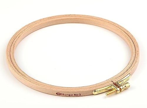Nurge Premium Quality Beech Wood Embroidery Hoop, Cross Stitch Hoop with Gold Plated Adjustable Brass Screw for DIY Projects Ideal for Crafters,Beginners & Professionals - 6.3" Diameter & 0.31" Thick - size: 6.3" / 160mm Dia