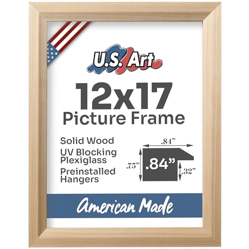 Unfinished Raw Wood 12x17 Picture Frame Beveled .84" Inch Wide - Unfinished Raw Wood Wall Decor Handmade Solid Wood Frames with Preinstalled Hangers and UV Blocking Plexiglass 17x12 Frame - color: Unfinished, size: 12x17