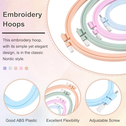 PATIKIL 2 Pieces 3.1" x 3.9" Oval Embroidery Hoops, Adjustable Cross Stitch Hoops Ring ABS Plastic Embroidery Frame Punch Needle Hoop for Sewing, Needlework, DIY Craft, Blue - color: Blue, size: 3.1" x 3.9"