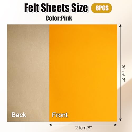 Biaungdo Self Adhesive Felt Sheets, Yellow, 12 Pcs, 8 x 12 Inch - color: Yellow
