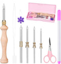 Punch Needle Tool with 5 Needles and Storage Box,Adjustable Needle Punch - color: Pink, size: 1 Set