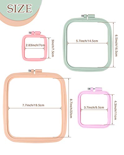 Pllieay 4 Pieces 4 Sizes Square Embroidery Hoops - style: Square - 3", 4.3", 6.5", 8.7"