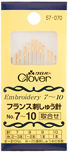 Clover 57-070 French Embroidery Needles Assortment No. 7-10, Pack of 12 - style: Assortment: No. 7-10