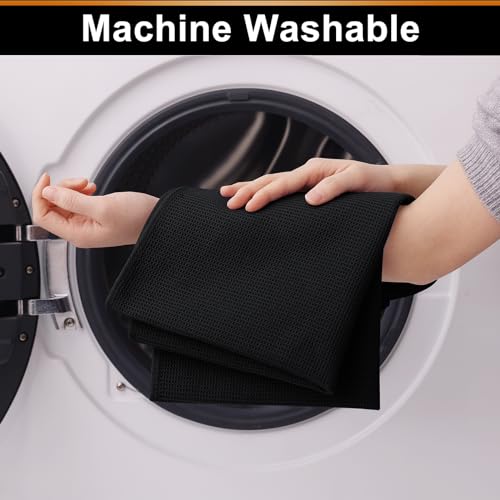 Homaxy 100% Cotton Waffle Weave Kitchen Towels, 12 Pack, Black - color: Black, size: 16 x 26 - 12 Pack