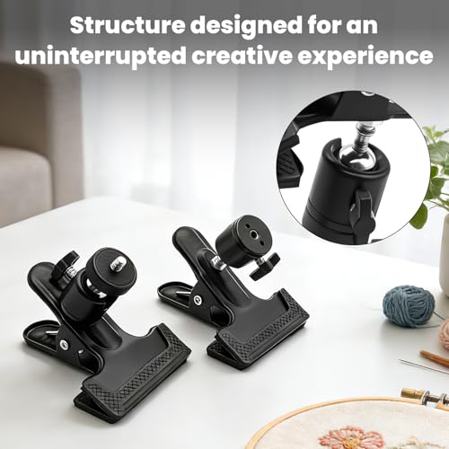 Portable Metal Embroidery Hoop Stand Holder, Rotated Embroidery Hoops Stand Table Clip, Black Cross Stitch Hoop Holder for Most Size/Shape Embroidery Needlework Hoops