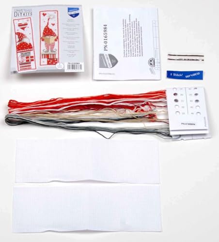 Vervaco Cross Stitch Bookmark Kit (Set of 2) Christmas Gnomes 2.4" x 8" - size: 6.0 x 20.0 x 0,3 cm