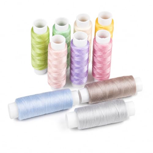 Polyester Sewing Thread 110 Yards Each 10 Colors Assorted Threads - color: Set 2