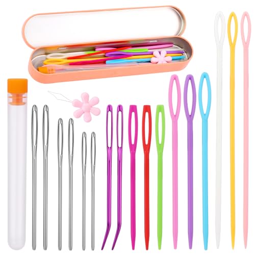 Yarn Needle, Bent Tapestry Needles, Plastic Large Eye Sewing Needles - color: Colorful 20 PCS