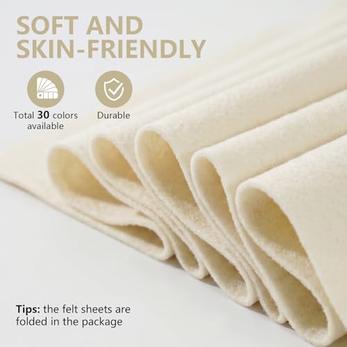 Ivory Soft Felt Sheet 36'' X 36'', 1.4mm Large Felt Fabric Sheet for Crafts - color: Lvory