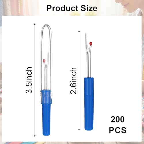 200 Pcs Colorful Seam Rippers Thread Remover, Small Seam Ripper Tool Bulk for Sewing, Handy Sewing Seams Ripper for Opening Removing Seams and Hems DIY Craft, 4 Colors