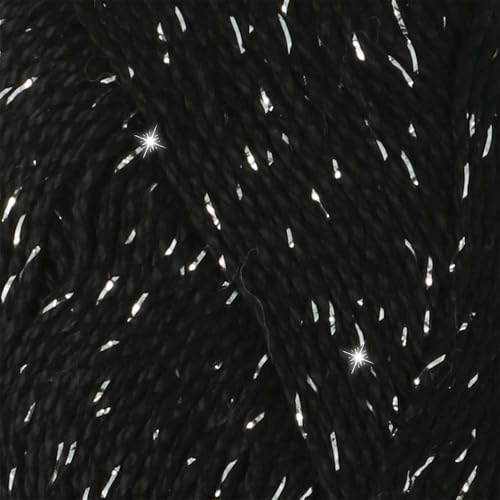Scheepjes Catona Shine Yarn 50g - 110-S Jet Black with Silver Thread - color: 110-S Jet Black - Silver