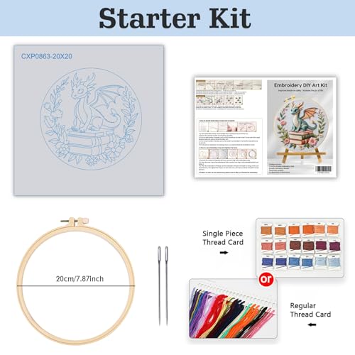 JOZYSH Black Dragon Handmade DIY Embroidery kit,Suitable for Adult Beginners,Includes Embroidery Cloth, Instructions, Embroidery Frame and Needle and Thread, Suitable for Holiday Gifts (Dragon1) - style: Dragon1