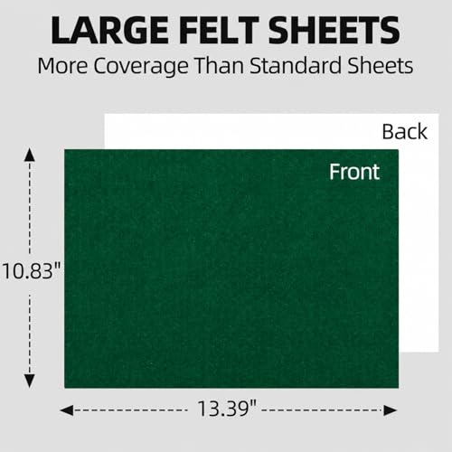 Self Adhesive Felt Sheets, 6PCS 13.4"x10.8" 2mm Thick Green - color: Green