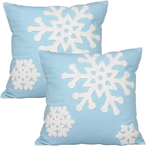 Elife Pillow Covers, Winter Decor Christmas Pillow Covers 18 * 18 Set of 2 - color: Blue