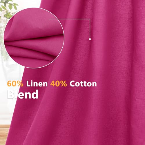 NSGZ Hot Pink Linen Cotton Fabric 2 Yards 61" Wide, Linen Cotton Blend - color: Hot Pink, size: 2 Yards