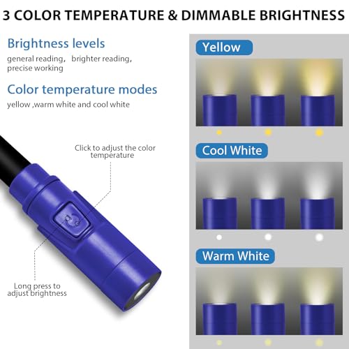 Portable Neck Light for Knitting & Crafts with 3 Light Settings, Dark Blue - color: Dark Blue