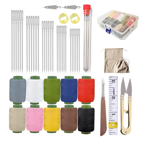 Obear 45-Piece Sewing Kit for Adults and Beginners,Big Eye Stainless Steel Sewing Needles Kit for Hand Sewing with Storage Box and Portable Pouch - style: 45 Pcs Steel Sewing Needles Kit
